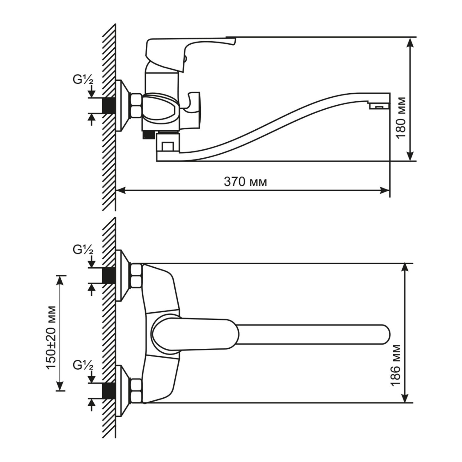 Смеситель для ванны и умывальника MIXLINE ML13-02 (530483) - фото 3