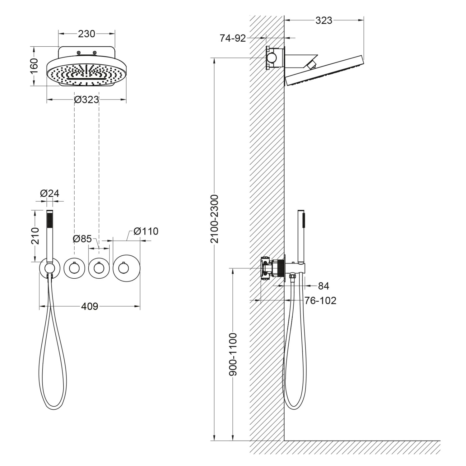 Душевая система встроенная с термостатом Timo Saona хром (SX-2329/00SM) - фото 2