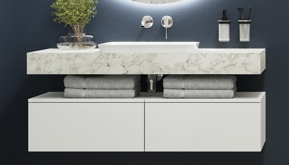 Тумба подвесная Velvex Unit 60, выс. 27, выдв. ящик, белый лед (tp.UNI.60.1Y белый глянец) - фото 2