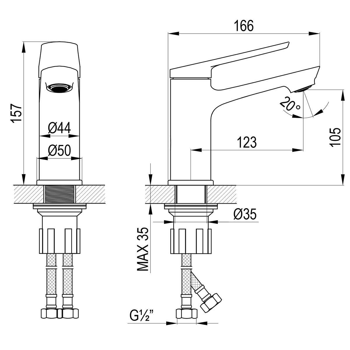 Смеситель DECOROOM DR24 для умывальника монолитный (DR24011) - фото 2