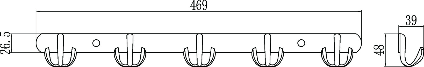 Планка с крючками (5 крючков) Savol (S-002255) в упаковке 2 шт - фото 2