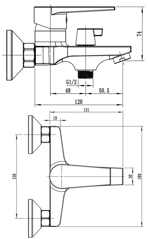 Смеситель ESKO "Budapest" для ванны без аксессуаров (BT54) - фото 2