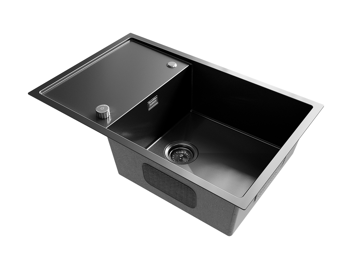 Мойка ULGRAN STEEL 780 Х 500, цвет «черная брашированная сталь» (US 780-002) - фото 2