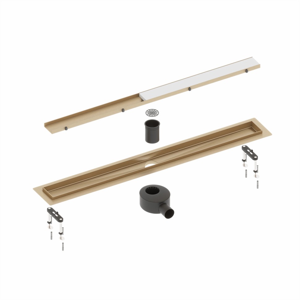 Душевой лоток TIMO Drain System 900 с двусторонней панелью "plate" под плитку, Чёрный (DS230209/03) - фото 2