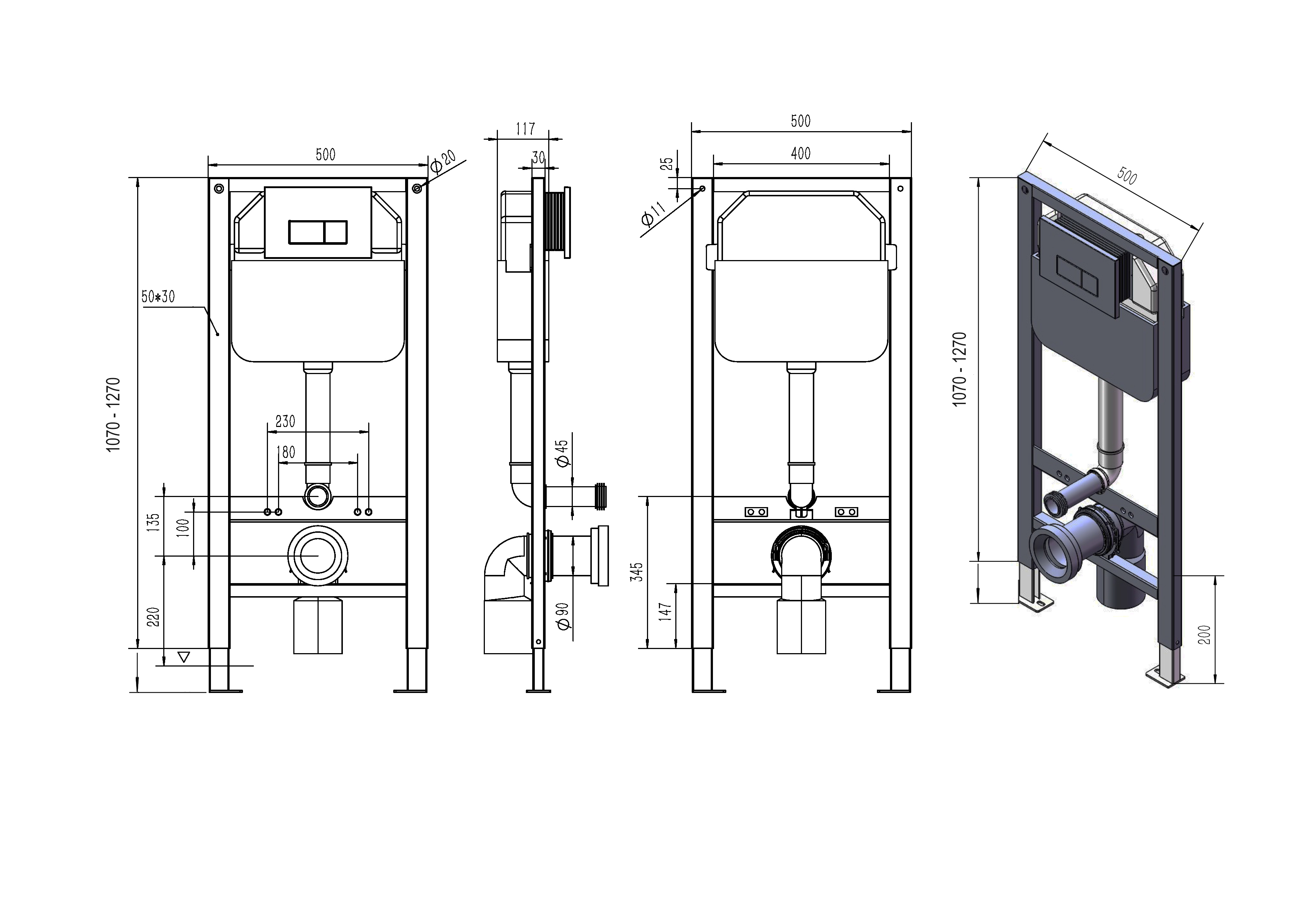 Комплект D&K Унитаз подвесной безободковый DT1026016, Инсталляция DI8050127, Клавиша смыва DB1529001.2, хром (DS1021615) Комплект D&K Унитаз подвесной безободковый DT1026016, Инсталляция DI8050127, Клавиша смыва DB1529001.2, хром (DS1021615) - фото 6