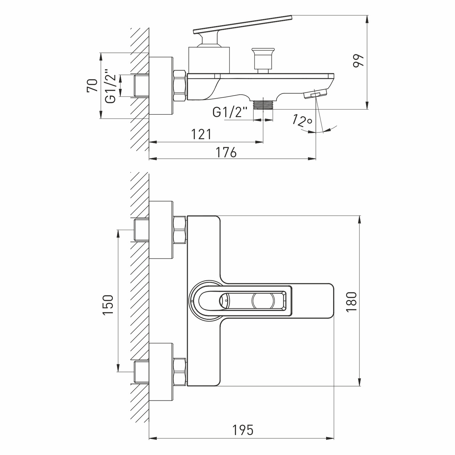 Смеситель для ванны 30k MIXLINE ML28-01 "Energy" (550768) - фото 5