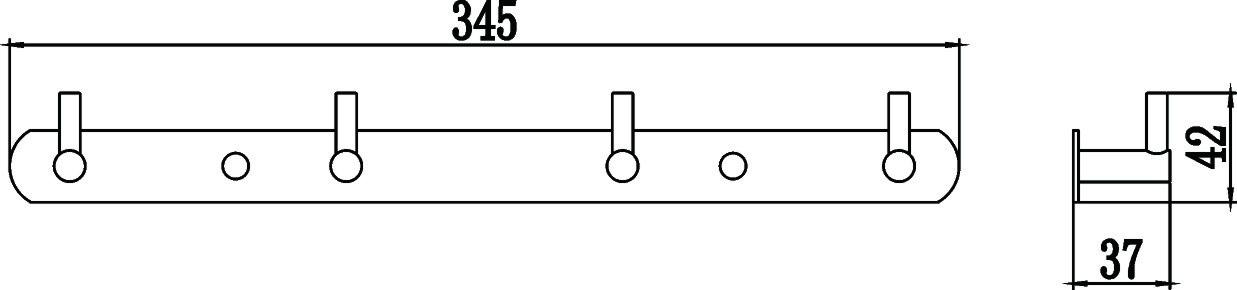 Планка с крючками (4 крючка) Savol (S-007214C) - фото 2