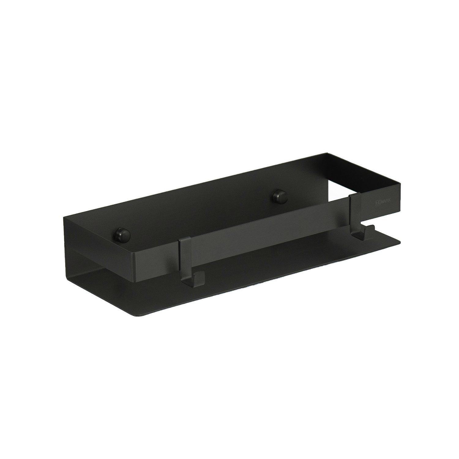 Полка для душа прямая Lemark SHELF LINE 300 мм из нерж. стали с крючками, черный (9772050) - фото 1