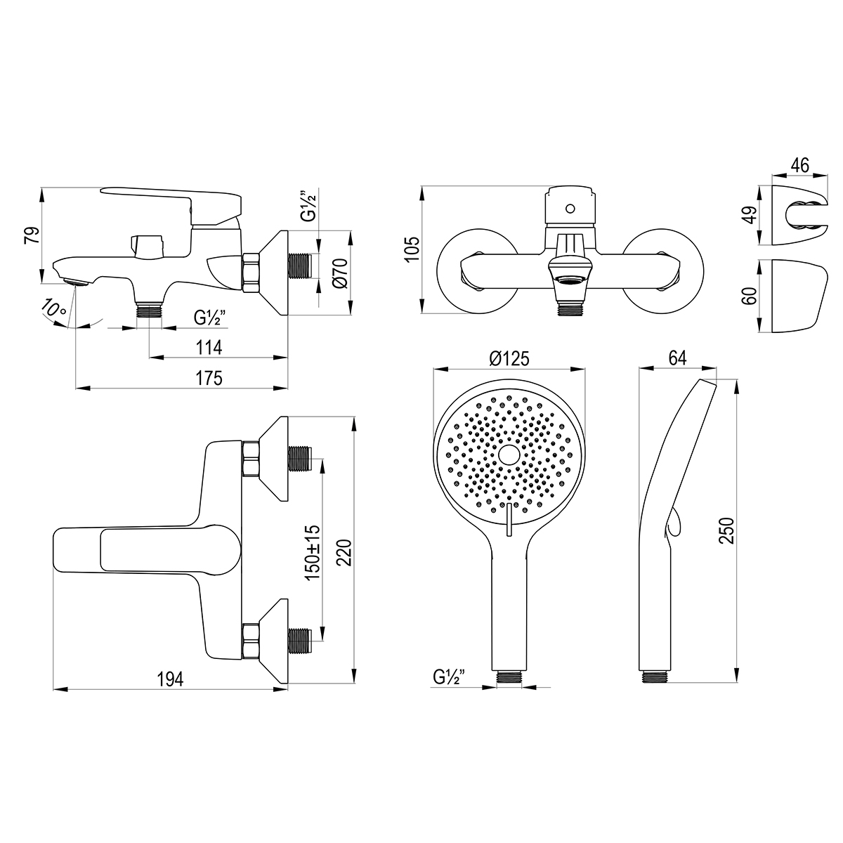 Смеситель DECOROOM DR28 для ванны с монолитным изливом (DR28036) - фото 2