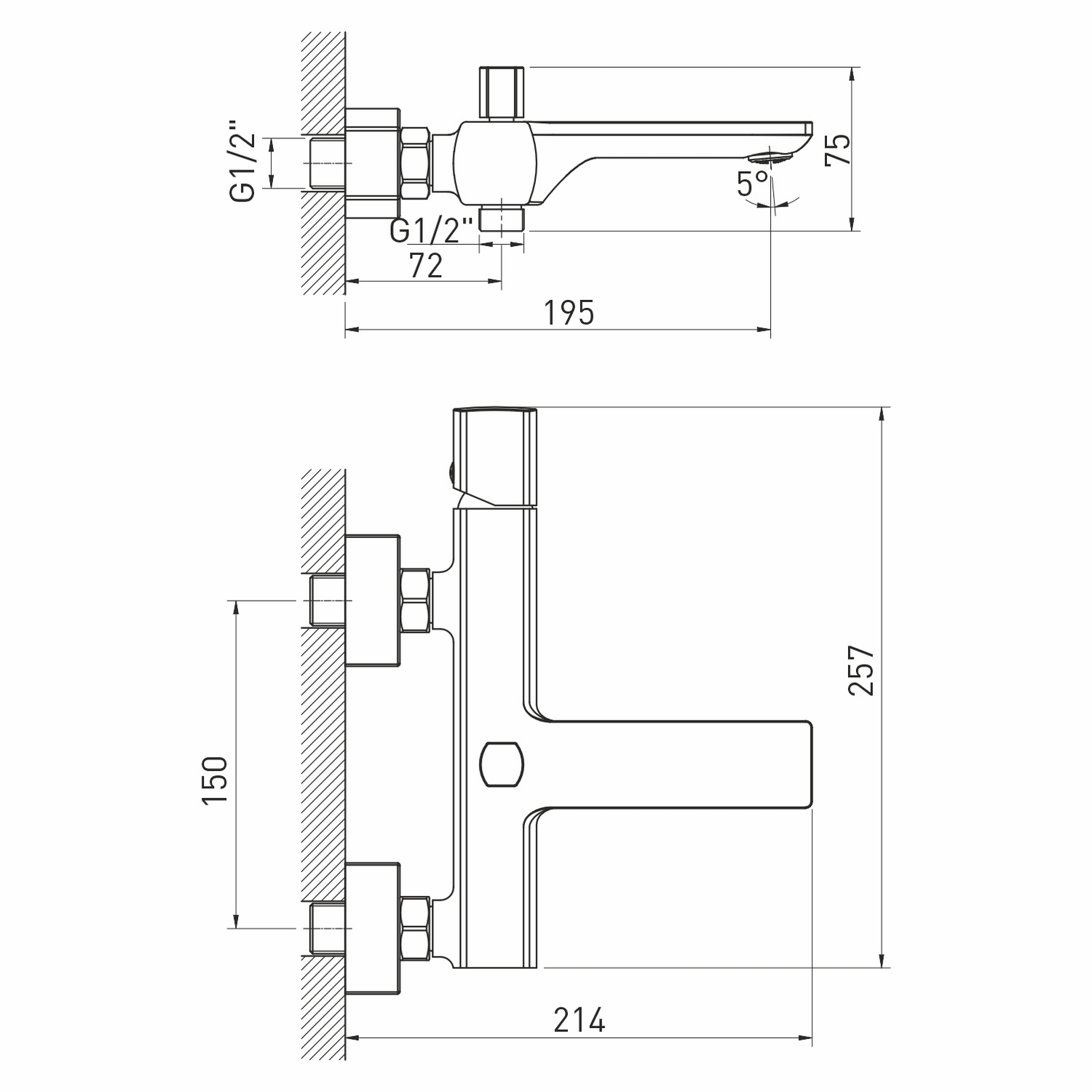 Смеситель для ванны 30k MIXLINE ML27-01 "Primo" (550765) - фото 5