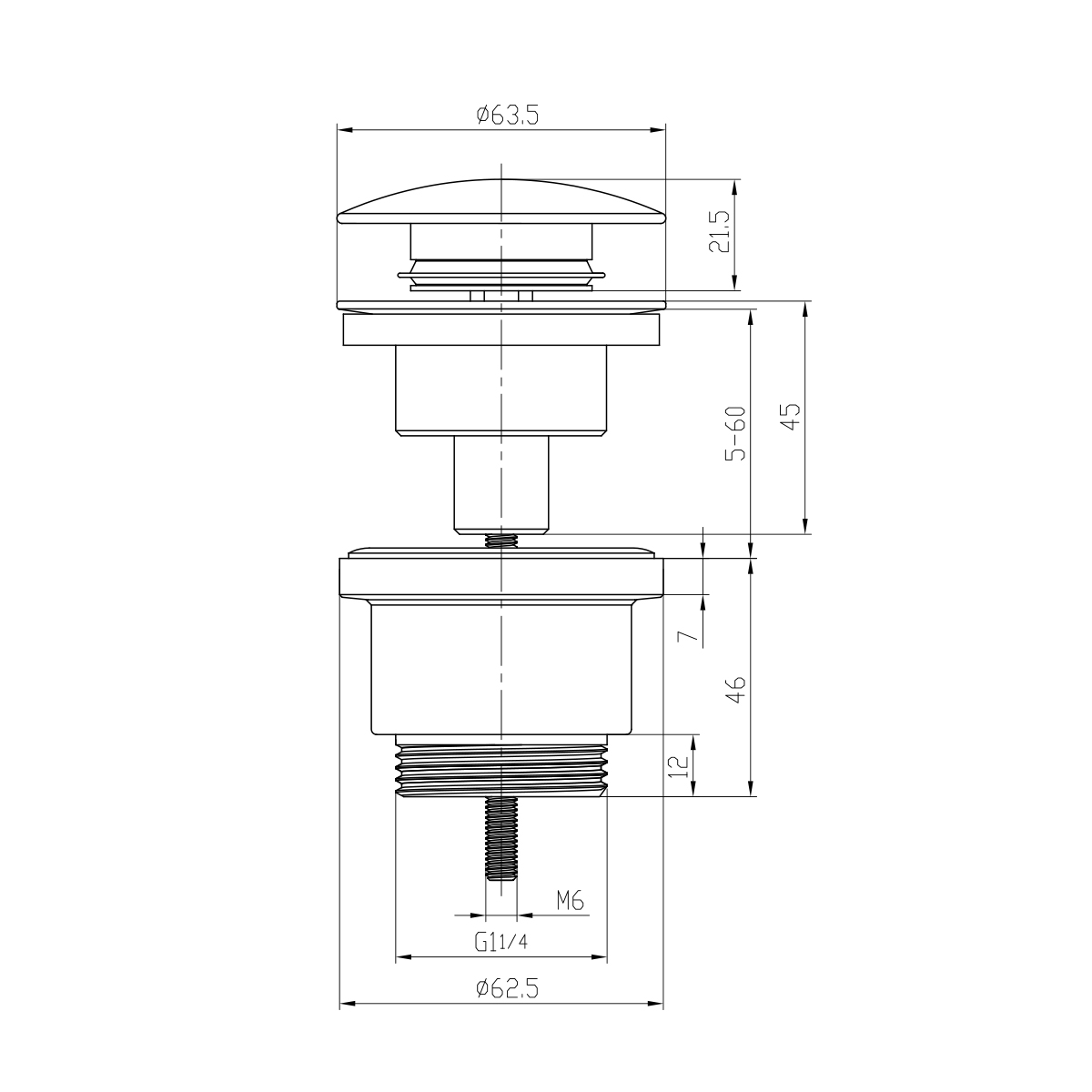 Донный клапан Lemark универсальный, белый матовый (LM8500MW) - фото 2