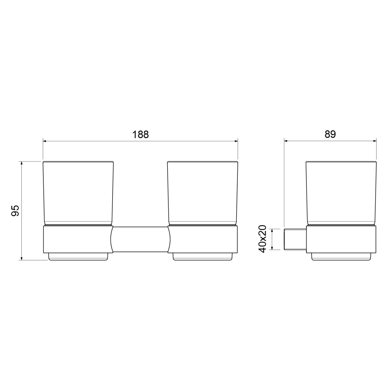 Стакан для зубных щеток двойной Timo Luiro черный (18534/03) - фото 2