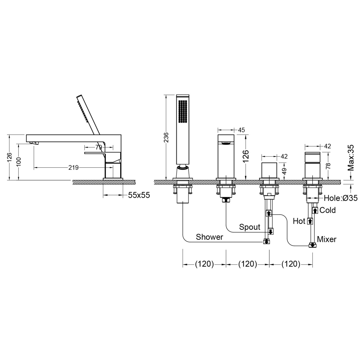 Смеситель для ванны с душем, врезной Timo Selene белый матовый (2130/16Y) - фото 2