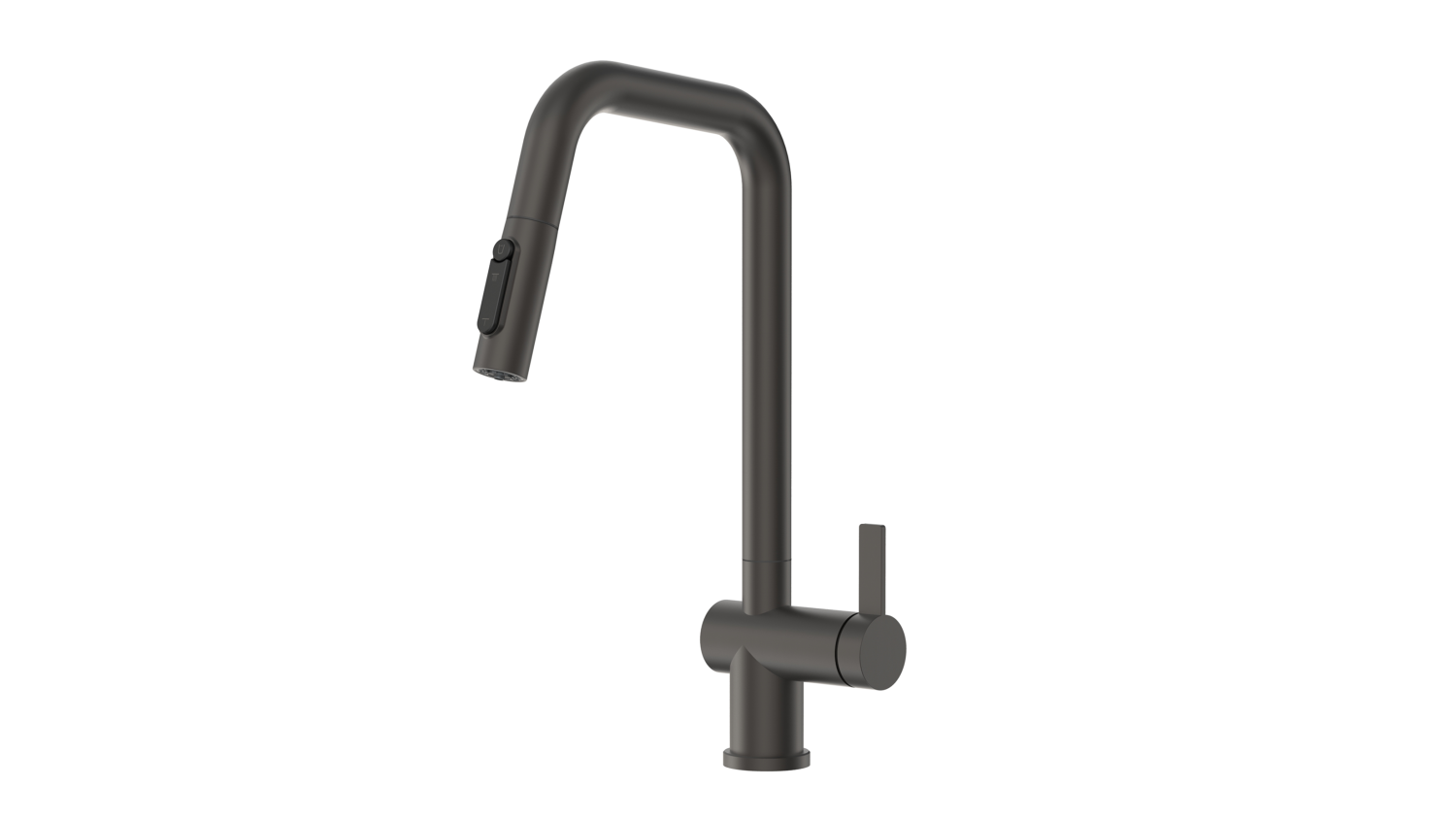 Смеситель кухонный GRANULA с выдвижным изливом с переключением на душ и фильтром, сталь (7273, ГРАФИТ МАТОВЫЙ) - фото 1