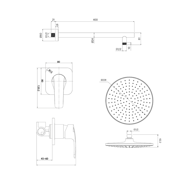 Душевая система IDDIS Optima Home с тропическим душем, матовый черный (OPHBL01i66) Душевая система IDDIS Optima Home с тропическим душем, матовый черный (OPHBL01i66) - фото 5