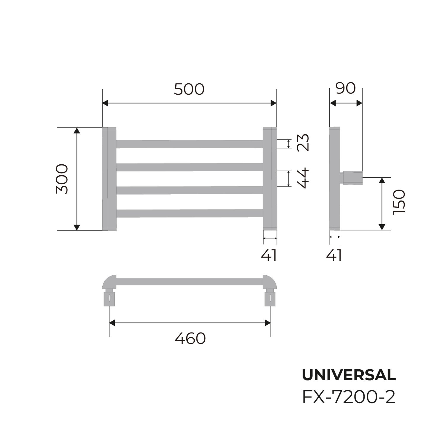 Полотенцесушитель электрический Fixsen UNIVERSAL 300х500 черный (FX-7200B-2) - фото 3