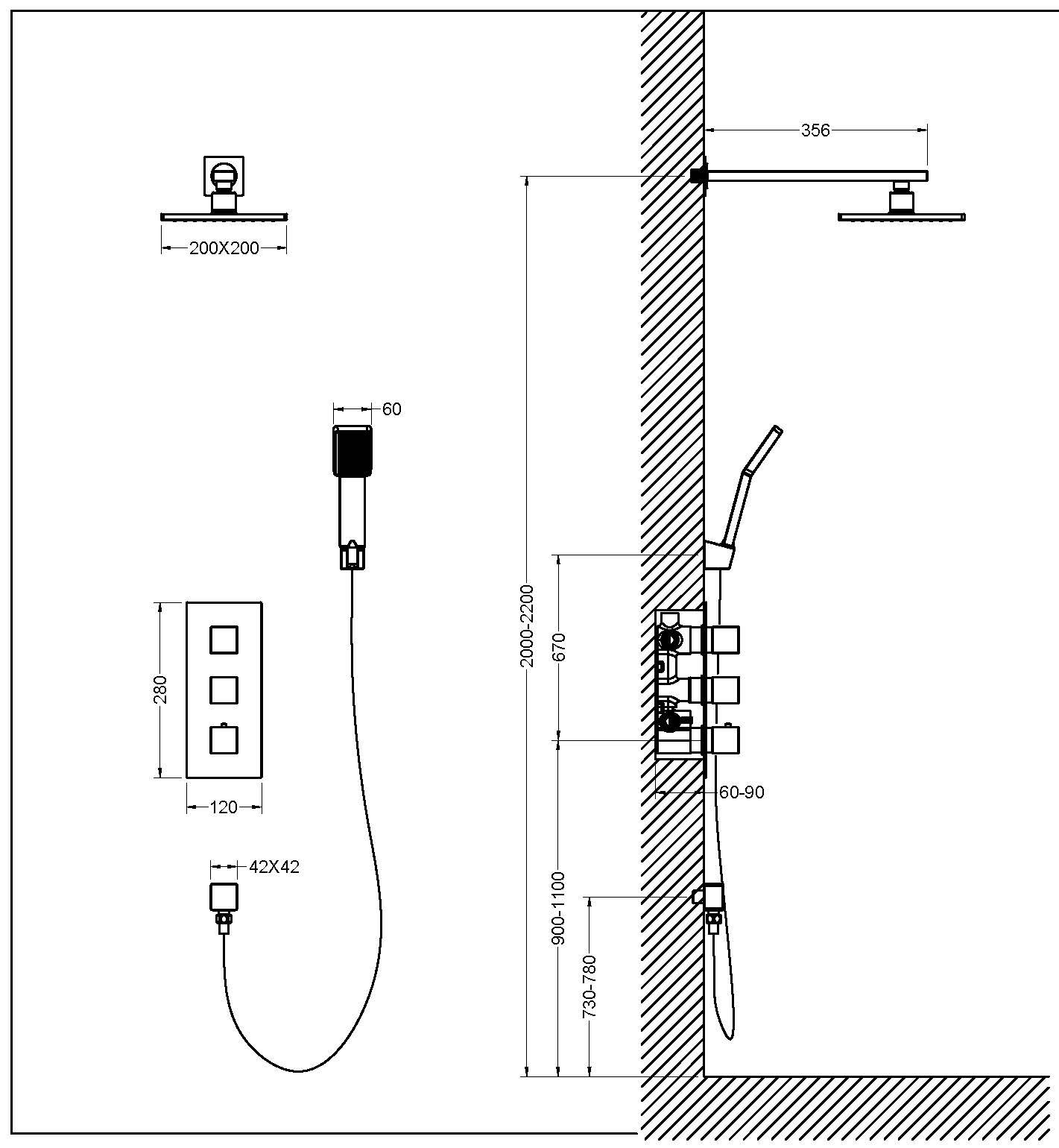 Душевая система встроенная с термостатом Timo Tetra-thermo черный (SX-0179/03SM) Душевая система встроенная с термостатом Timo Tetra-thermo черный (SX-0179/03SM)