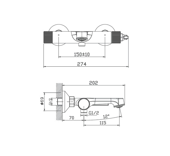 Смеситель Haiba  для ванны, латунь, брашированное золото PVD (HB60797-5) - фото 2