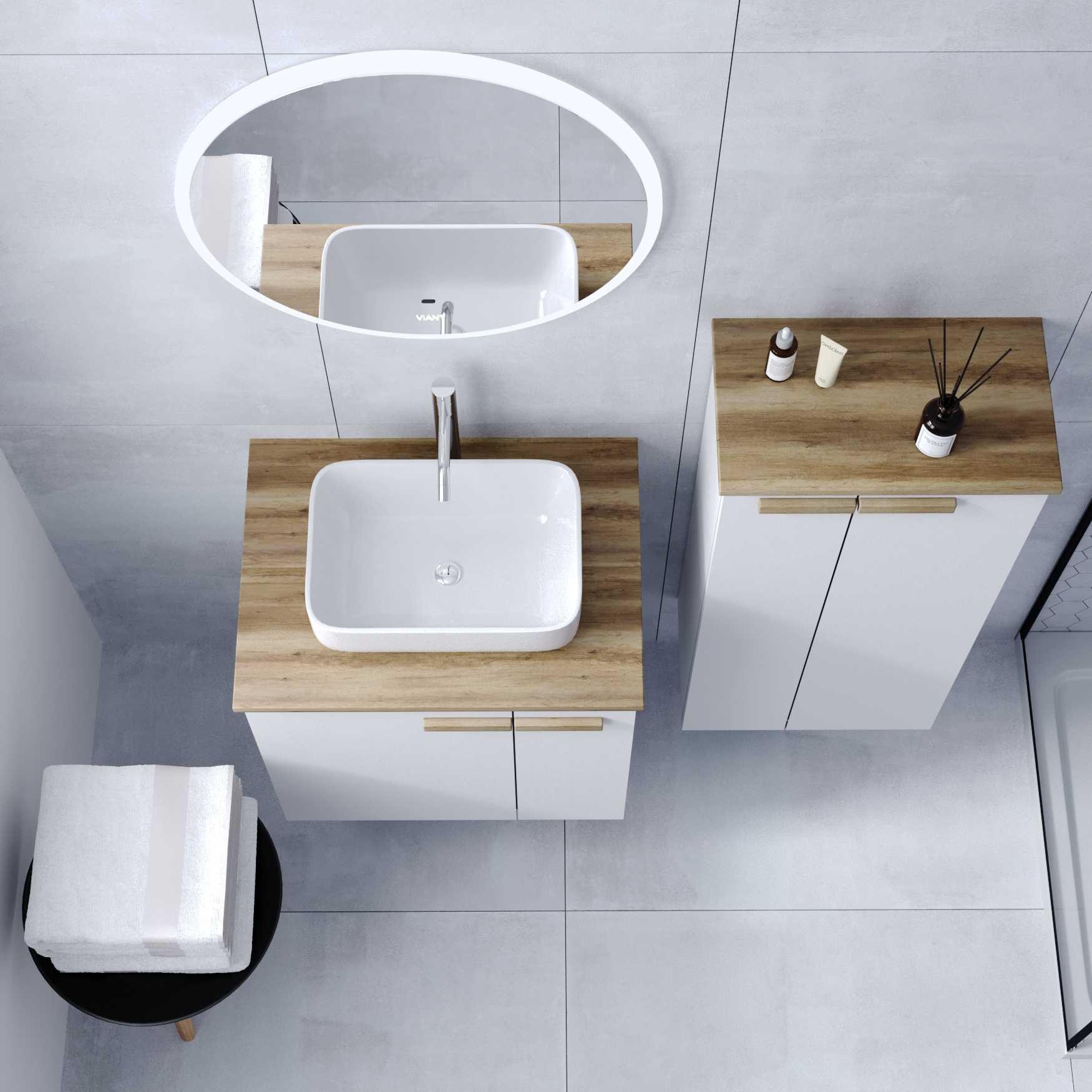 Пенал VIANT "Мюнхен" подвесной белый 280х500х1100 (VMUN50BEL-PENP) - фото 4