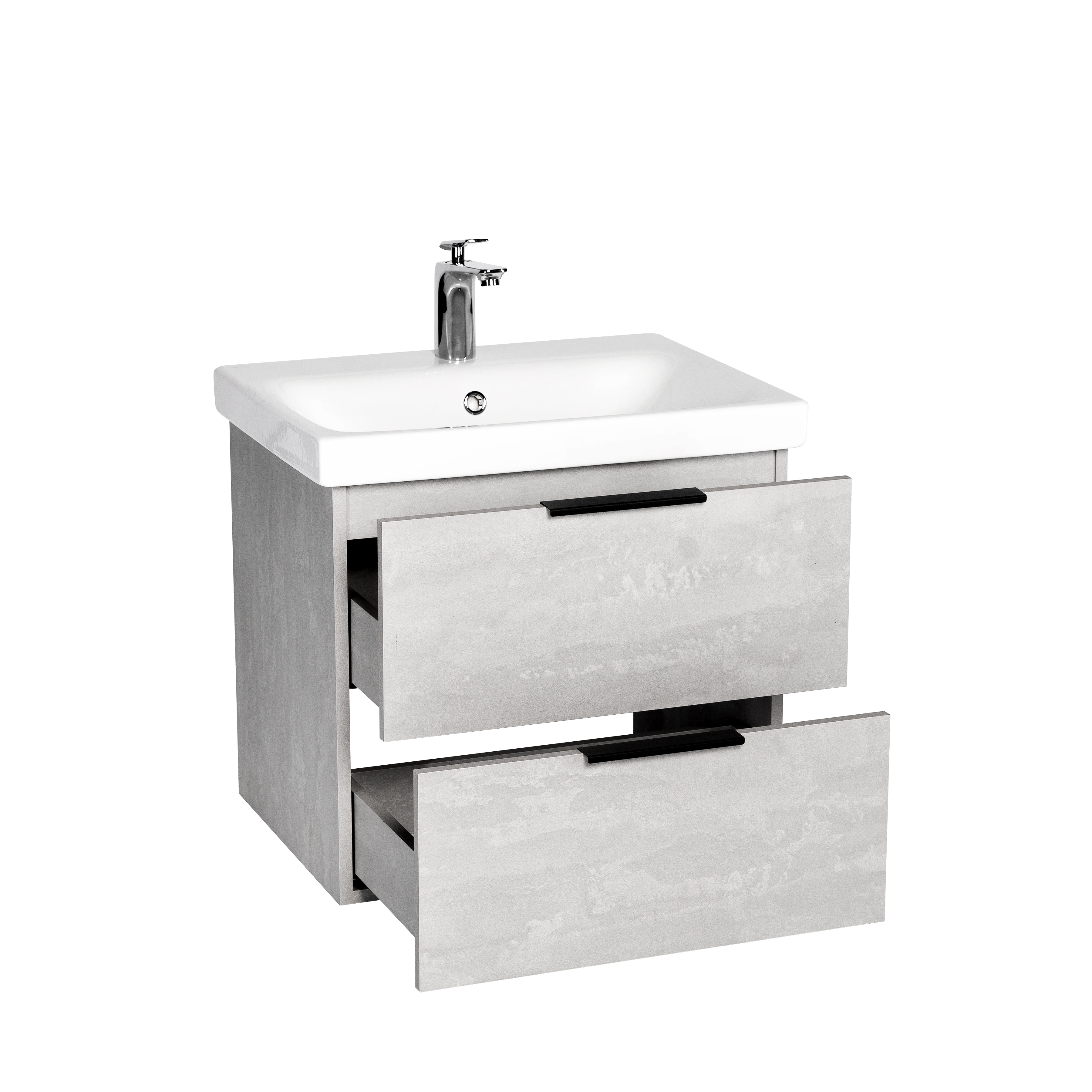 Тумба VIANT "Берлин" MODUO 60 2 ящика подвесная цемент 444х570х520 (VBER60MDC-T2YP) - фото 3