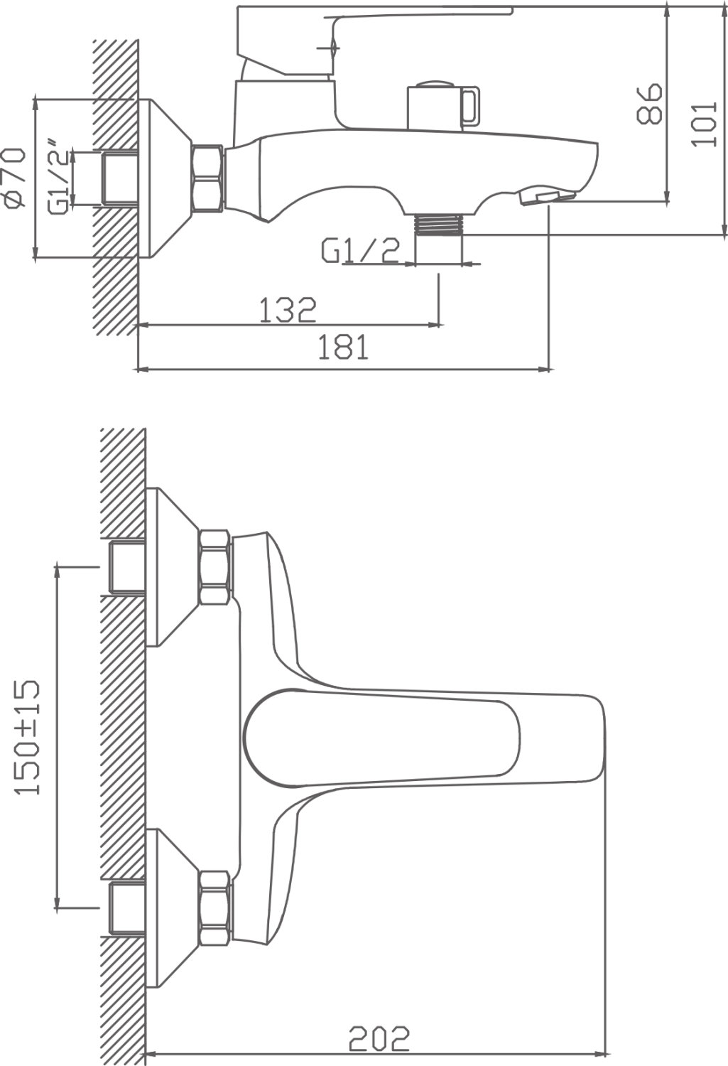 Смеситель для ванны Cron хром (CN60523) - фото 2