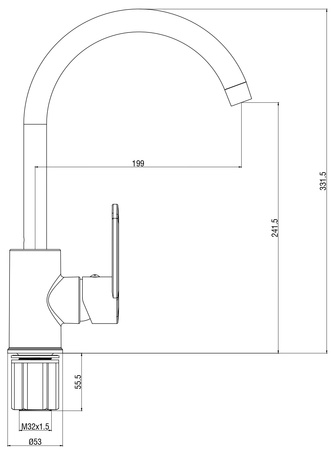 Смеситель VODA "Waterfall" для кухни, R-излив, черный (WF519RB) - фото 2