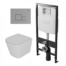 Комплект DK Унитаз подвесной  безободковый (торнадо) DT1436516 белый, Инсталляция DI8055119, Клавиша смыва DB1519001 хром (DS1431612)