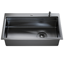 Мойка настол.монтаж MIXLINE ПРО 78х48 (1,0) вып 3 1/2" с ФАСКОЙ 21,5см с сиф.(ч граф дек)+доз+кол+р/д (558473)
