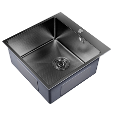 Кухонная мойка 50х50  вып 3 1/2  MIXLINE PRO 20см с сифоном черный графит НАНО (552931)