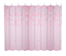 Шторка для ванны FASHUN розовая с цветочным орнаментом (A8818) 