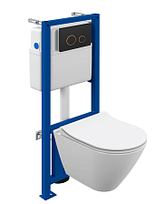 Комплект Cersanit CITY SMART CO DPL EO slim Инсталляция LINK PRO кнопка TWINS пластик черный матовый (68308)