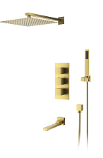 Душевая система для ванны и душа DK встраиваемая термостатический с изливом матовое золото Bayern.Liszt (DA2515607A04)
