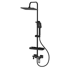 Смеситель DECOROOM DR30 для ванны и душа с регулируемой высотой штанги и верхней душевой лейкой "Тропический дождь" (DR30071)