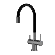 Смеситель Splenka для кухни с подключением к фильтру гибкий поворотный излив, графит (S70.64.09)