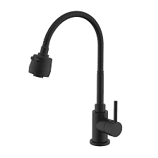 Смеситель Splenka для кухни 2-х режимный гибкий поворотный излив, черный (S201.47.06)