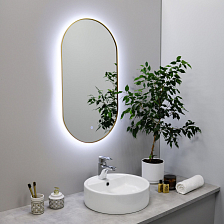 Зеркало FIXSEN с подсветкой LED овальное 50х90 см золото-сатин (FX-3090G)