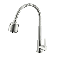 Кран Splenka для кухни 2-х режимный гибкий поворотный излив, сатин (S249.482.05)