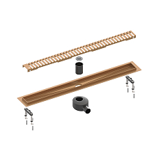 Душевой лоток TIMO Drain System 600 с вставкой "lines", розовое золото (DS230106/19)