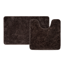 Набор ковриков для ванной комнаты, 50х80 + 50х50, микрофибра, темно--коричневый, IDDIS, BSET08Mi13