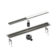 Душевой лоток TIMO Drain System 900 с двусторонней панелью "plate" под плитку, черное золото (DS230209/18)