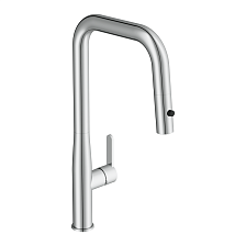 Смеситель для кухни CERSANIT OLIVA с п-образным выдвижным изливом шланг однорычажный хром (69011)