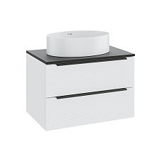 Тумба Runo Орлеан 60 белый матовый чёрный подвесная под накладной умывальник (00-00004649)