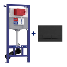 Комплект 2в1: Инсталляция Lemark PENEDA EXPERT для унитазов с кнопкой смыва BIT чёрный матовый Soft touch (9812216)