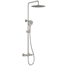 Смеситель Lemark Beluga для душа с регулируемой высотой штанги и лейкой верхнего душа «Тропический дождь» (LMF-8025B-BN)