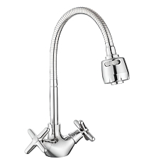 Смеситель Splenka для кухни вентильный гибкий поворотный излив, хром (S80.43)