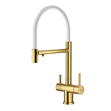 Смеситель Splenka для кухни с подключением к фильтру съёмный гибкий излив с магнитным фиксатором, сатин золотой (S70.63.03)