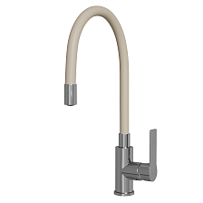 Смеситель для кухни 35к MIXLINE МЛ35-095(ML35-095) гибкий излив, б/отв, боковая, бежевый (556591)