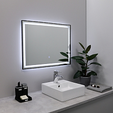 Зеркало FIXSEN с подсветкой LED прямоугольное 100х80 см черное (FX-2100B)