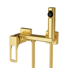 Смеситель Splenka с гигиеническим душем настенный сатин золотой (S55.51.03)