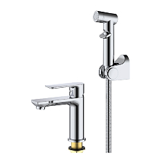 Смеситель Splenka для раковины с гигиеническим душем монолитный, хром (S05.12)